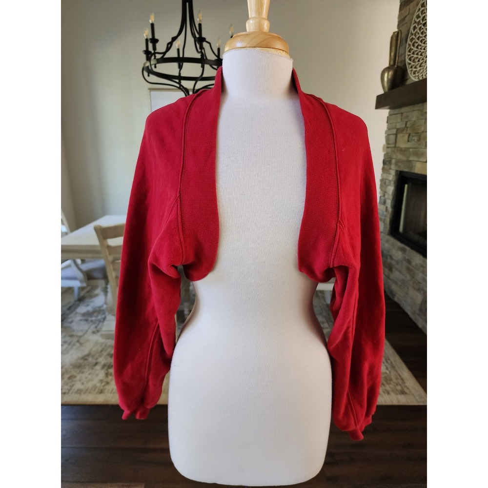 Out From Under Urban Outfitters Red Fleece Shrug Bolero Sweater XS Long Sleeve